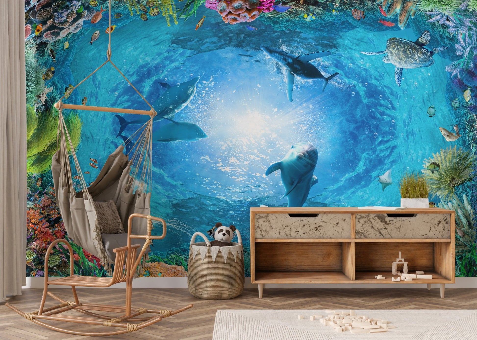 Dolphins Aqua Adventure Wall Mural for fresh spaces