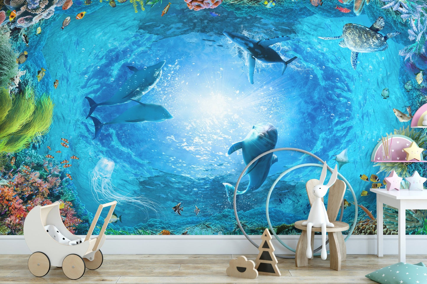 Aqua Adventure Dolphins Wall Mural for kids' spaces