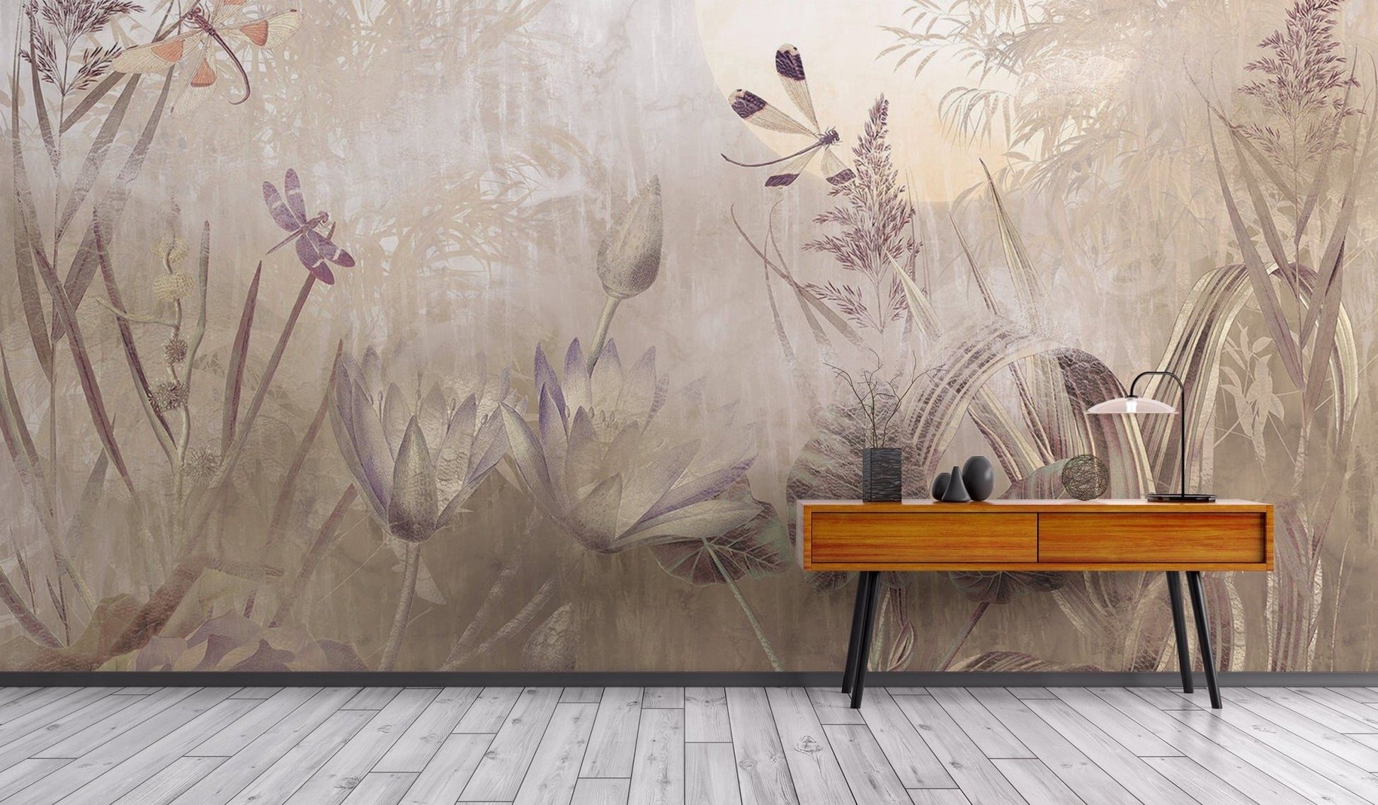 Dragonfly Pond Mural Wallpaper - Wallanza