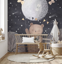 Adventure bear balloon wall mural for kids
