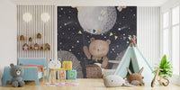 Dreamy bear balloon adventure kids mural
