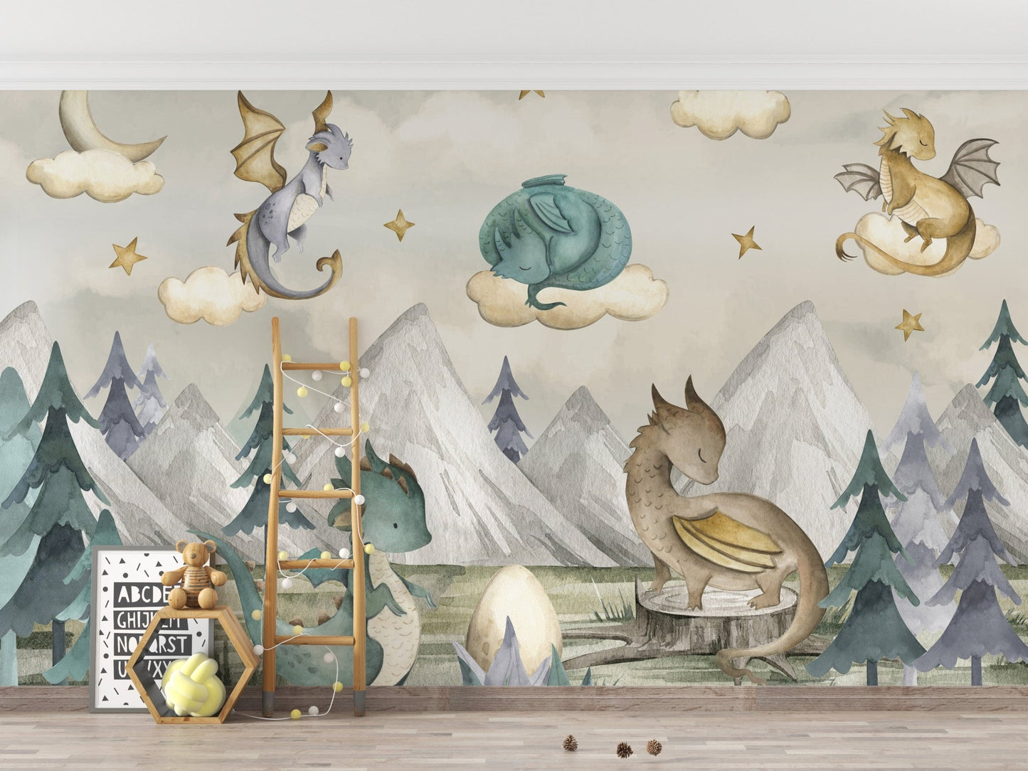 Dreamy Dragon Playland Wallpaper Mural - Wallanza