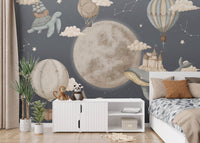 Dreamy Night Balloon Wallpaper Mural - Wallanza