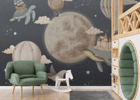 Dreamy Night Balloon Wallpaper Mural - Wallanza