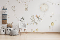 Nighttime parade mural featuring adorable animal characters
