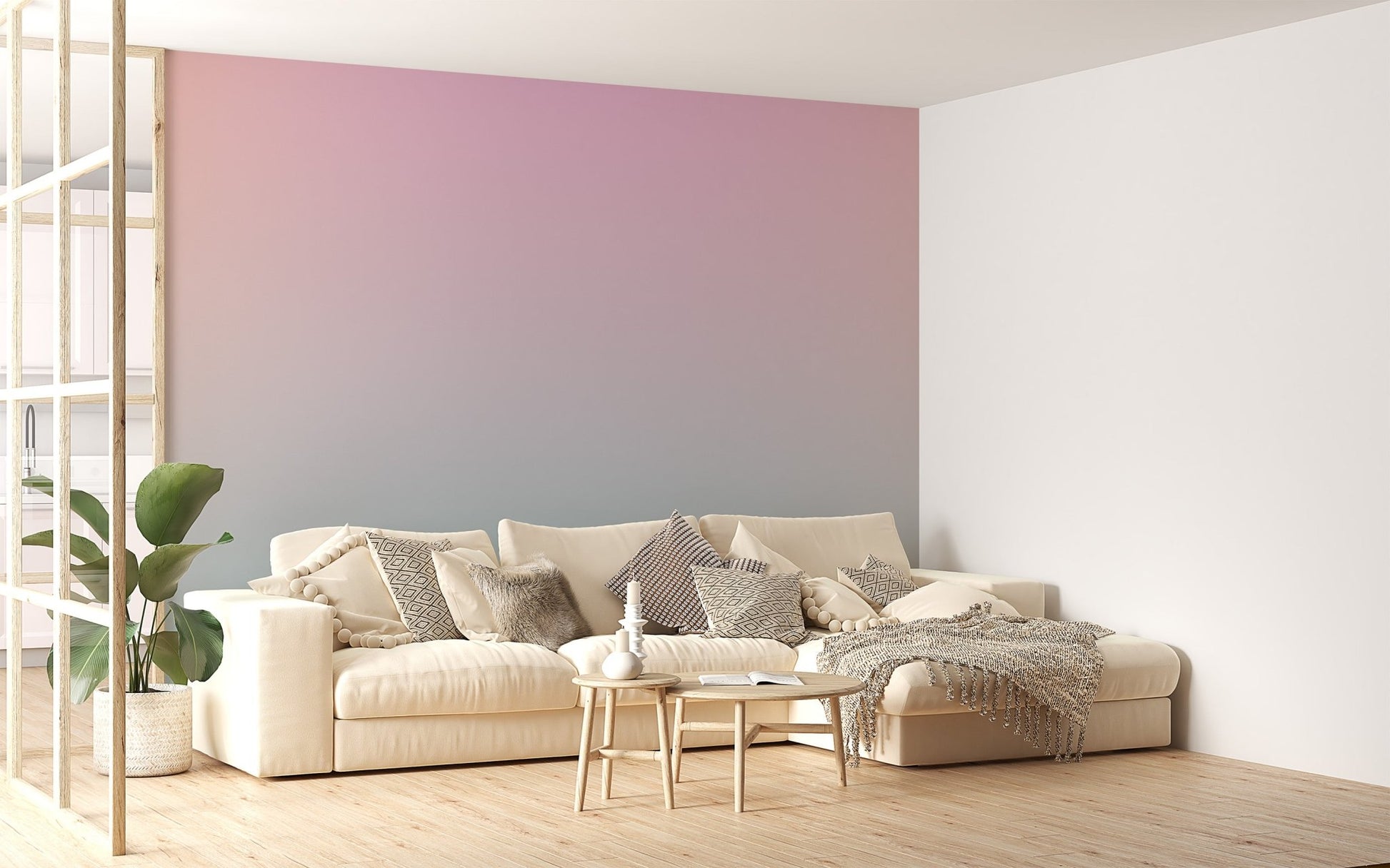 Contemporary dreamy pastel gradient mural wallpaper design.
