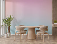 Soft pastel horizon wall mural with smooth pink to teal fade.