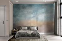 Dreamy Sky Texture Wall Mural in blue and light brown for bedroom.