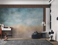 Abstract art wall mural with grey and purple smoky textures for study room.