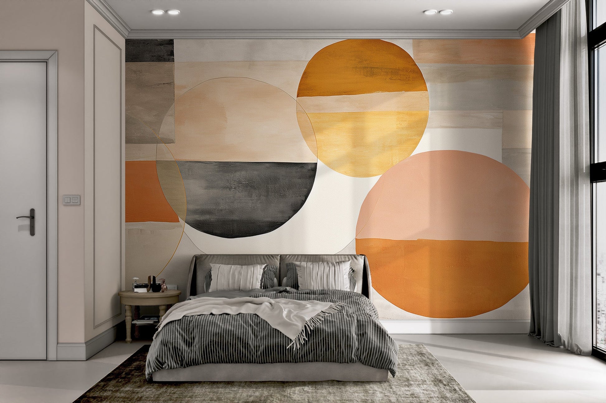 Earth - Tone Abstract Geometric Wallpaper - Wallanza