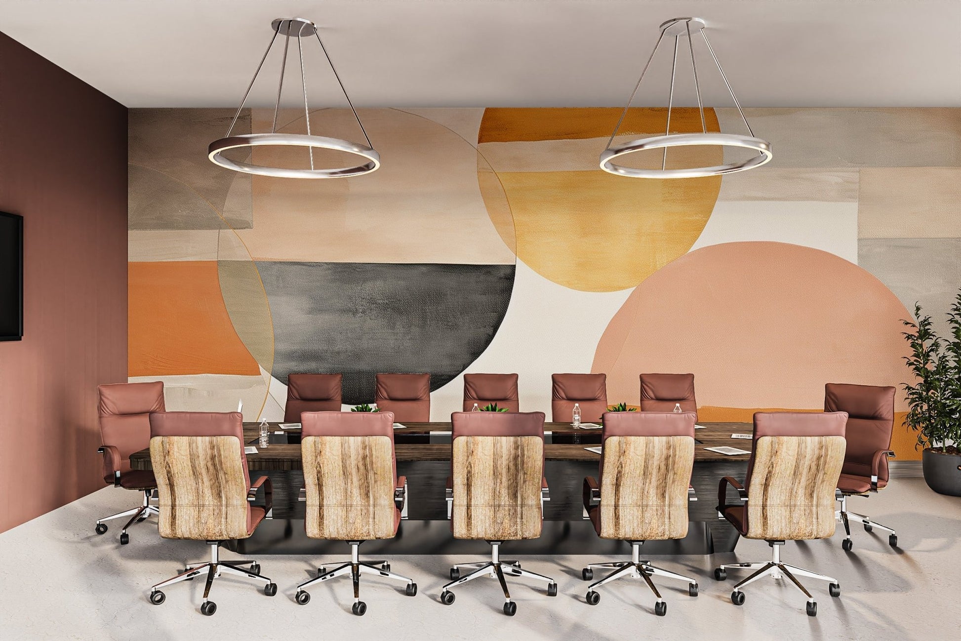 Earth - Tone Abstract Geometric Wallpaper - Wallanza