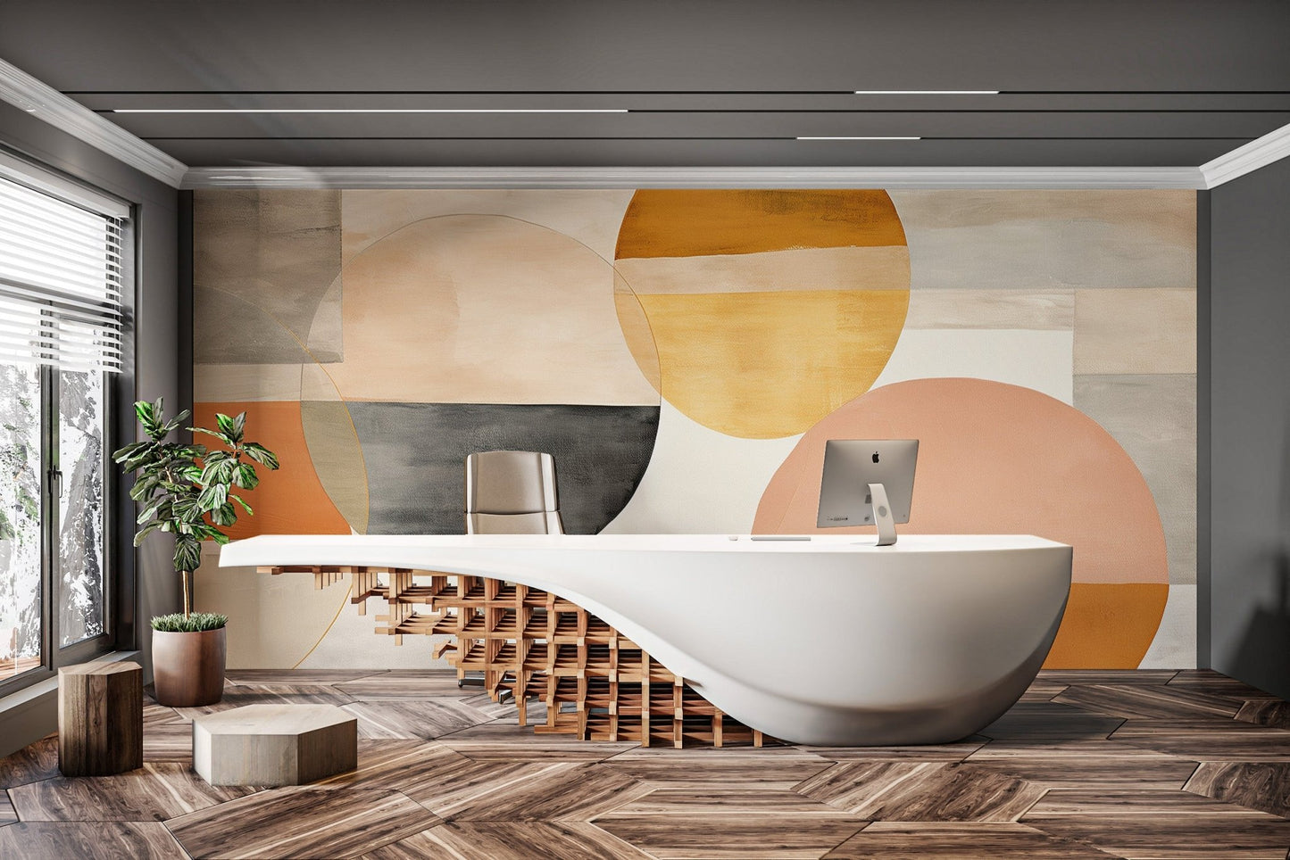 Earth - Tone Abstract Geometric Wallpaper - Wallanza