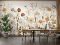 Earthy Wildflower Pattern Wallpaper - Wallanza