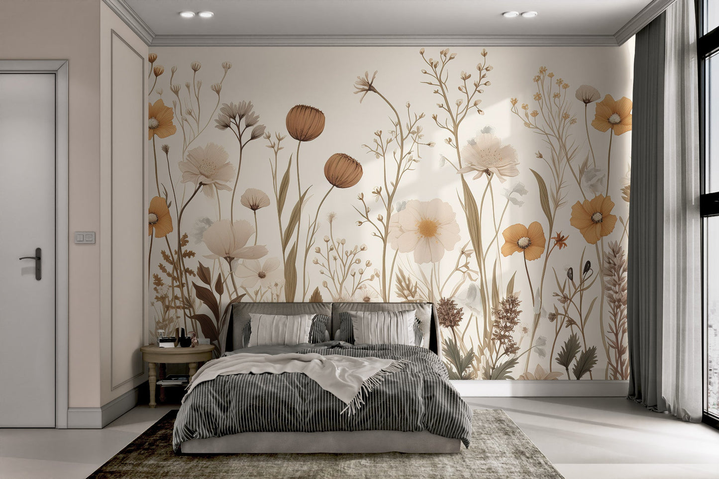 Earthy Wildflower Pattern Wallpaper - Wallanza