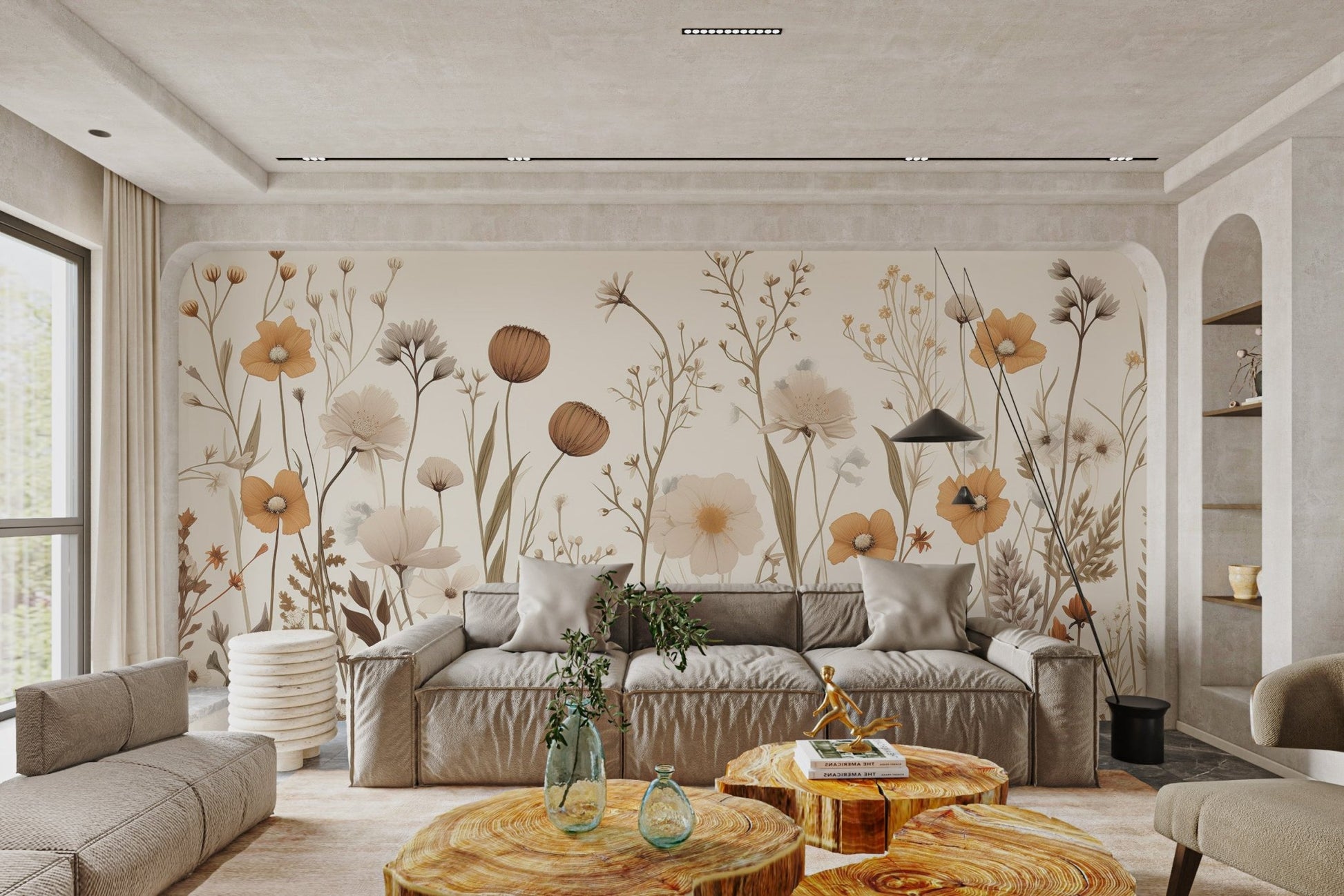 Earthy Wildflower Pattern Wallpaper - Wallanza
