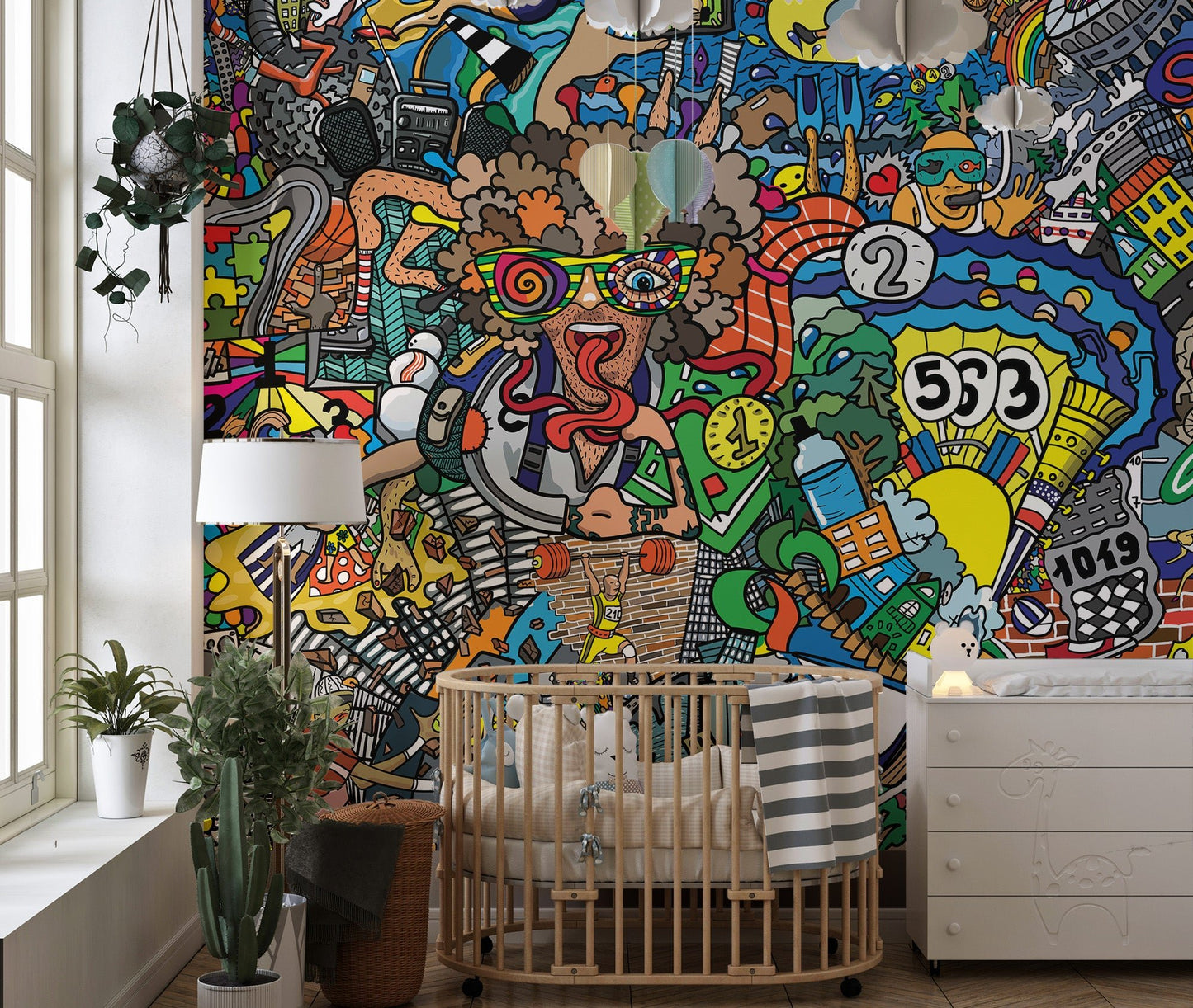 Bold urban graffiti mural for creative spaces
