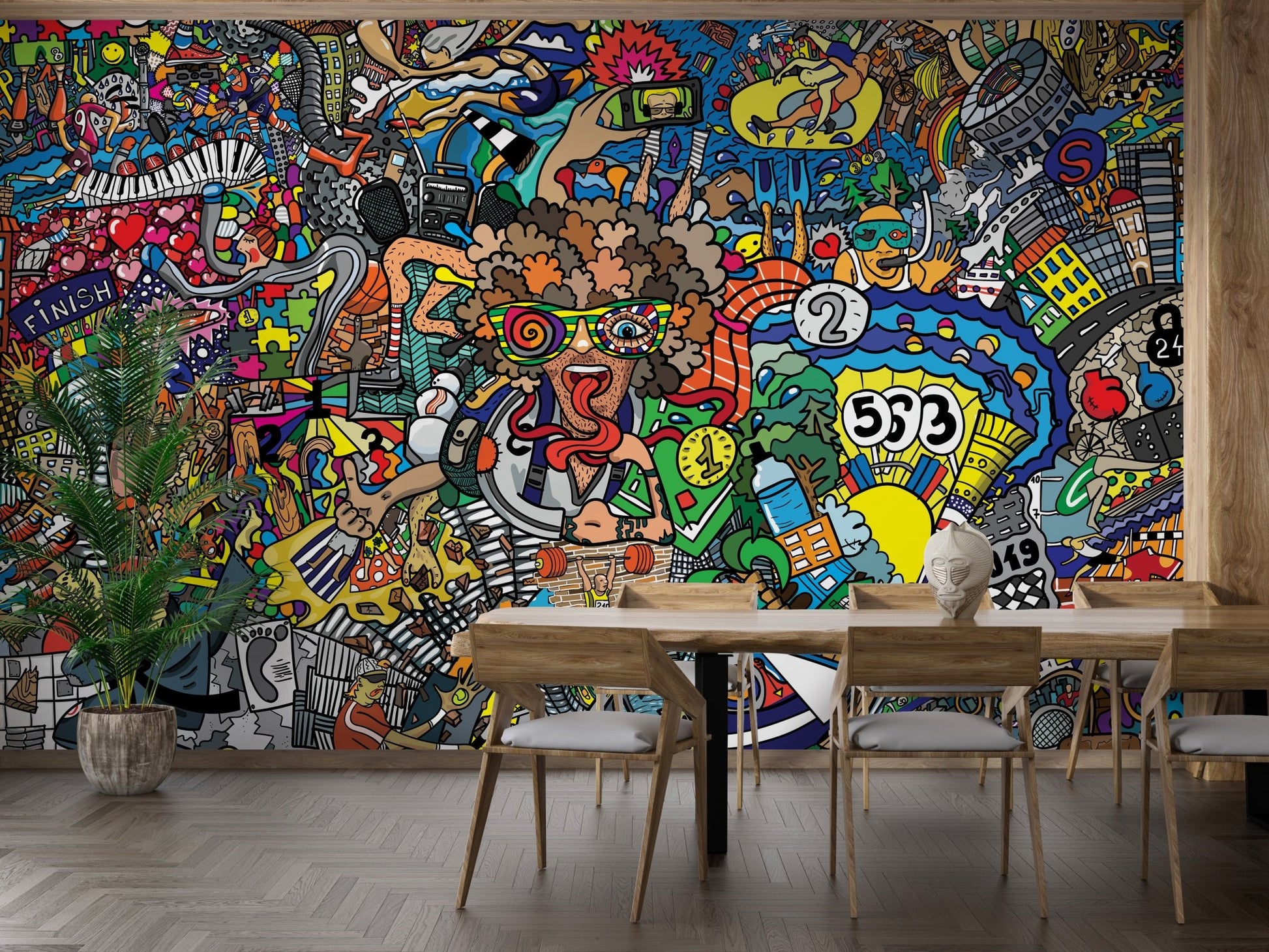 Colorful graffiti artwork for modern interiors
