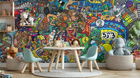Eclectic graffiti-inspired urban wall design
