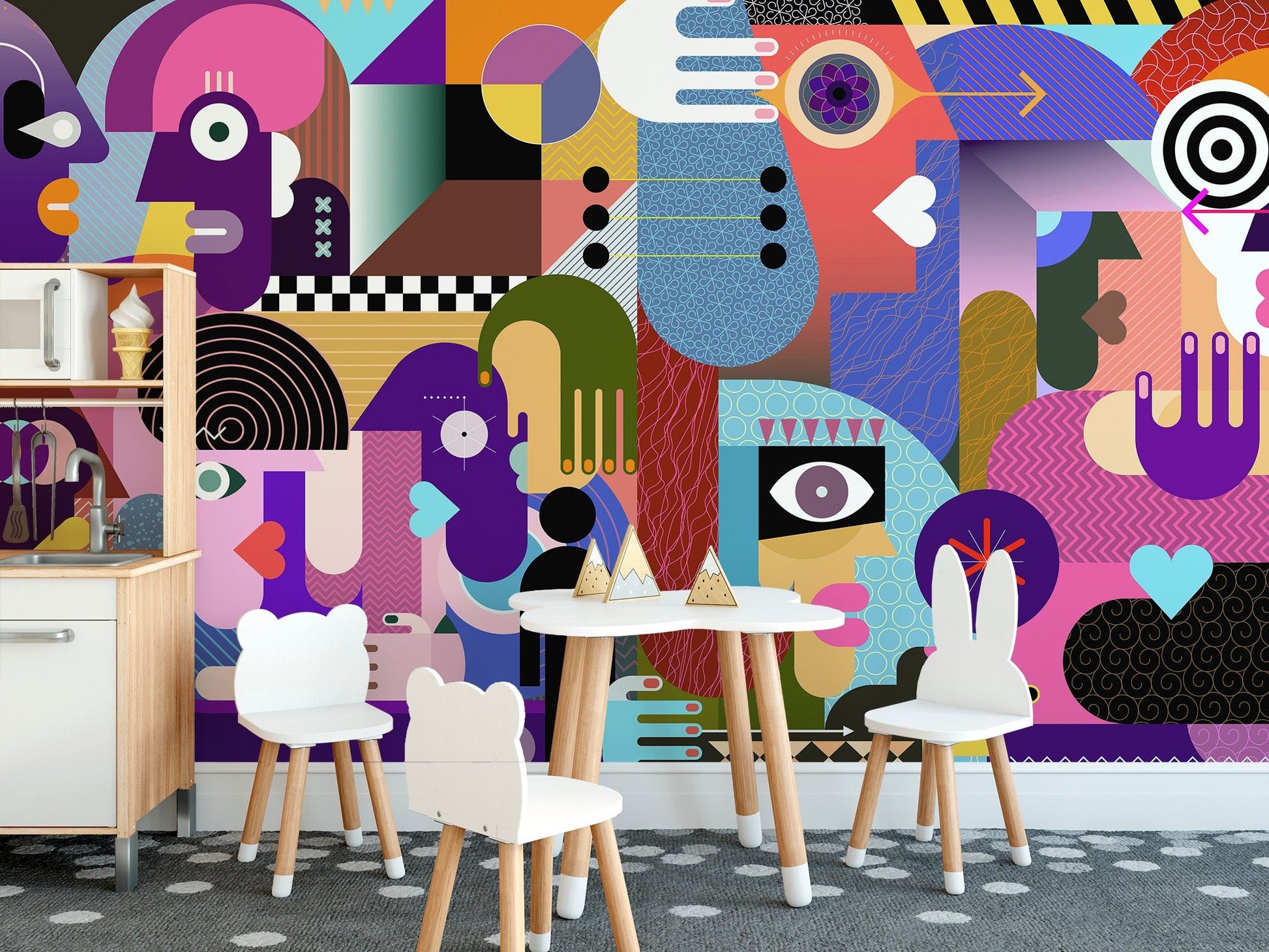 Colorful vision-inspired wall mural artwork
