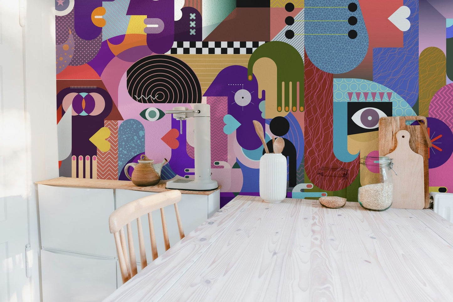 Vibrant and colorful eclectic wall mural
