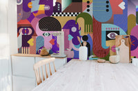 Vibrant and colorful eclectic wall mural

