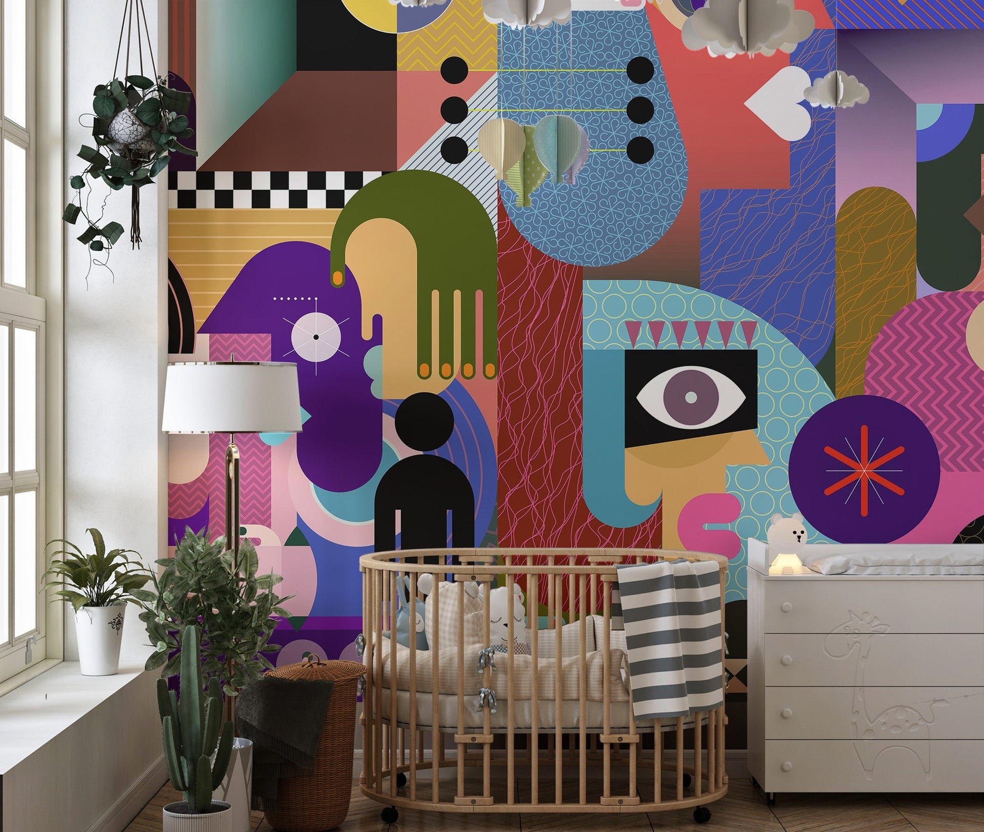 Contemporary abstract mural for interiors
