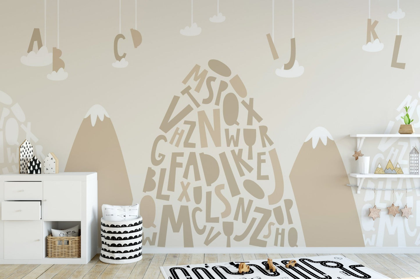 Brown mountain wallpaper mural with peak design
