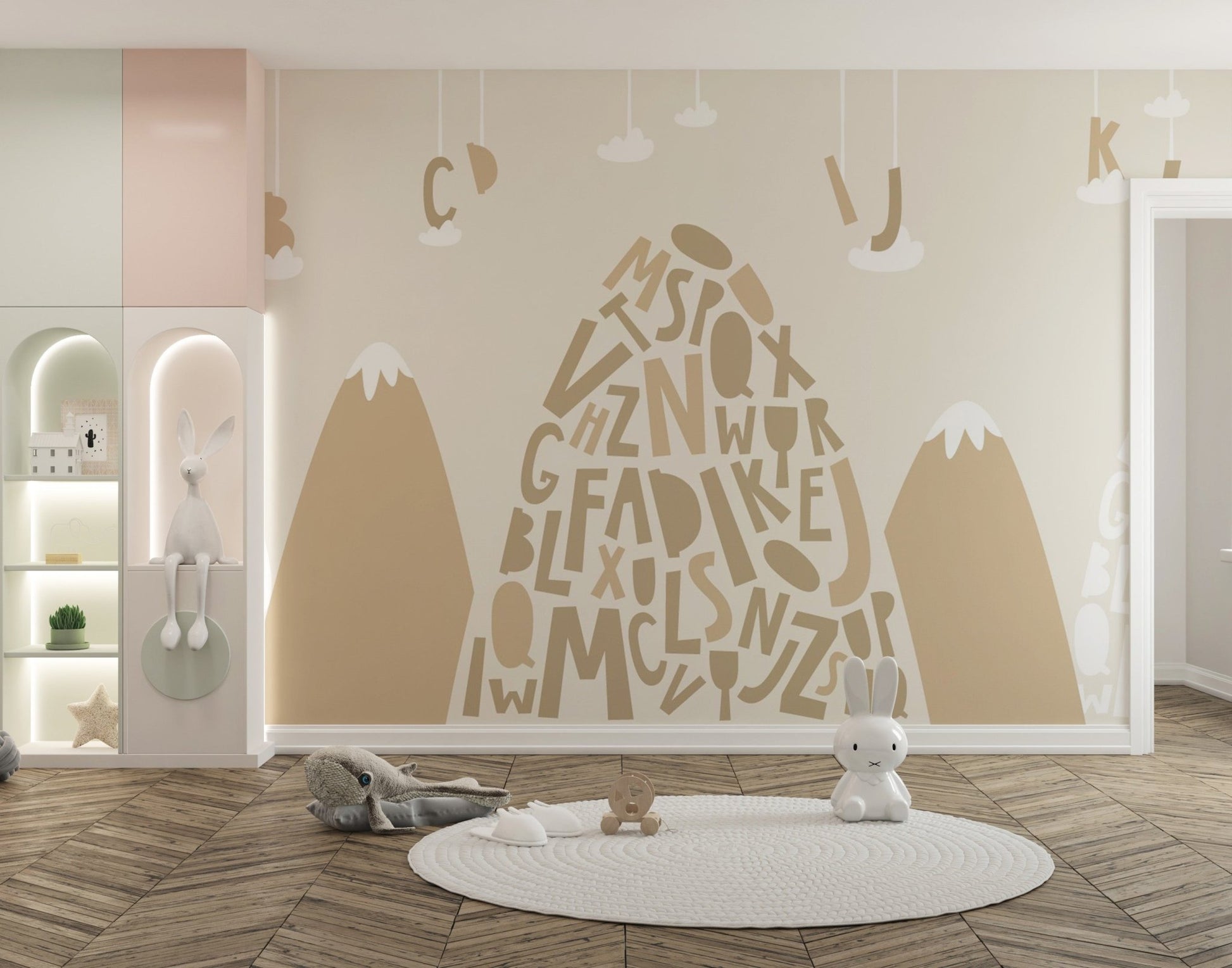 Wallpaper mural featuring brown mountain peaks
