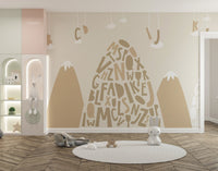Wallpaper mural featuring brown mountain peaks
