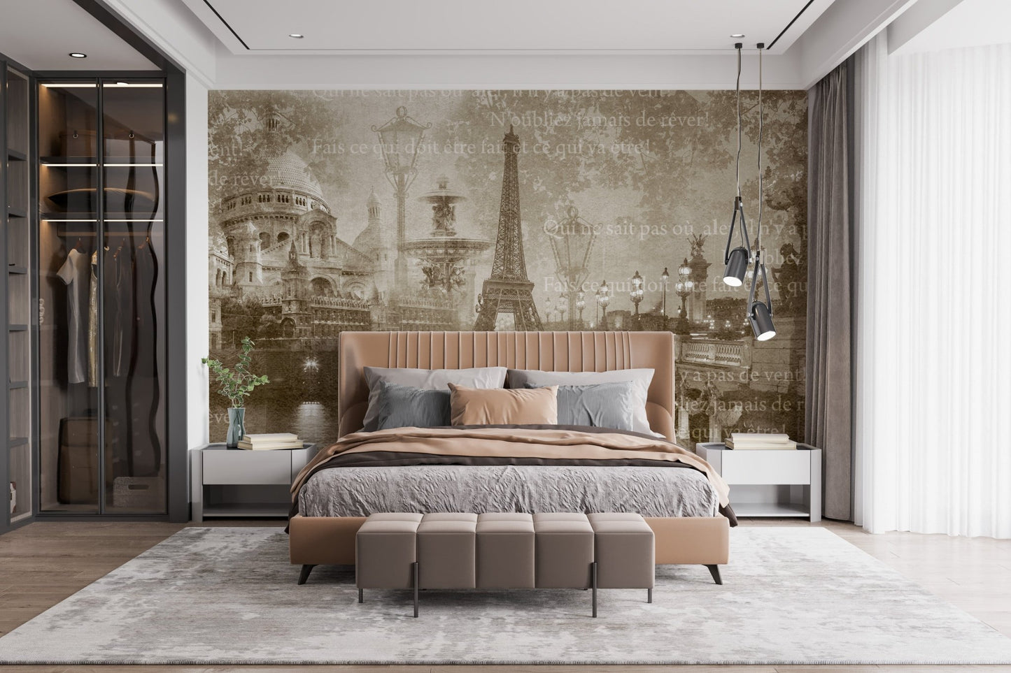 Eiffel Tower montage mural for chic walls
