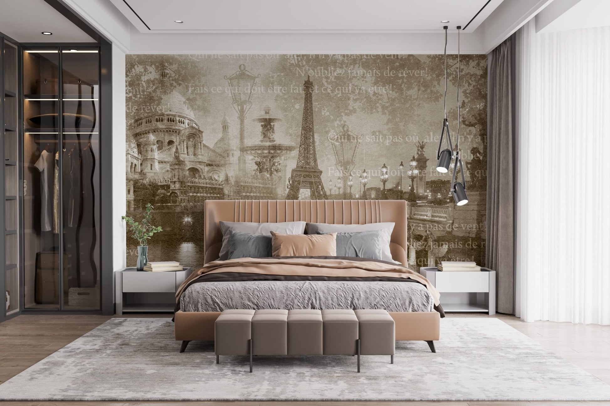 Eiffel Tower montage mural for chic walls

