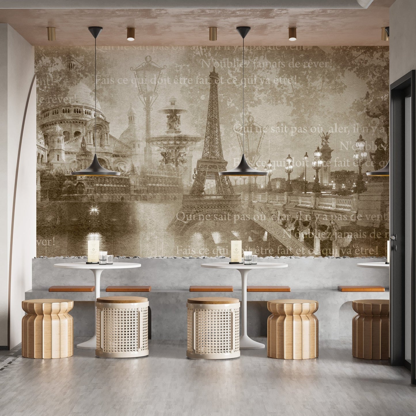 Eiffel Tower mural for a Parisian vibe
