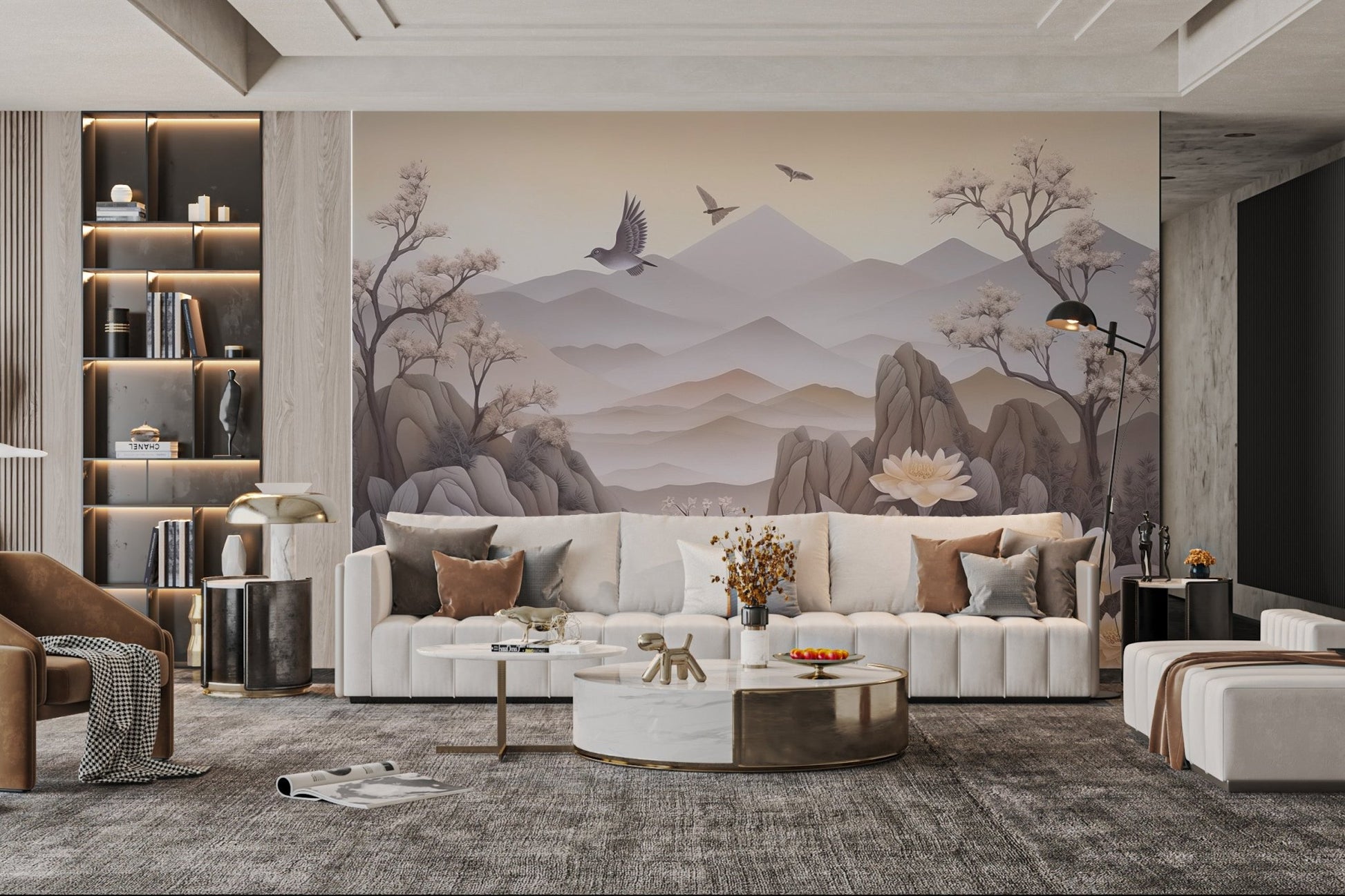 Elegant 3D Floral Landscape Wallpaper - Wallanza