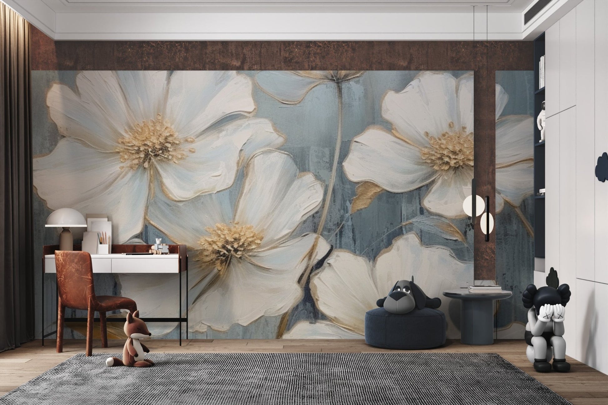 Elegant Blue Floral Wallpaper - Wallanza