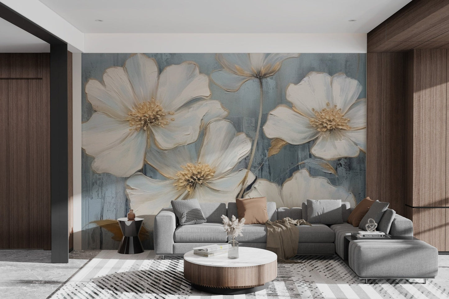 Elegant Blue Floral Wallpaper - Wallanza
