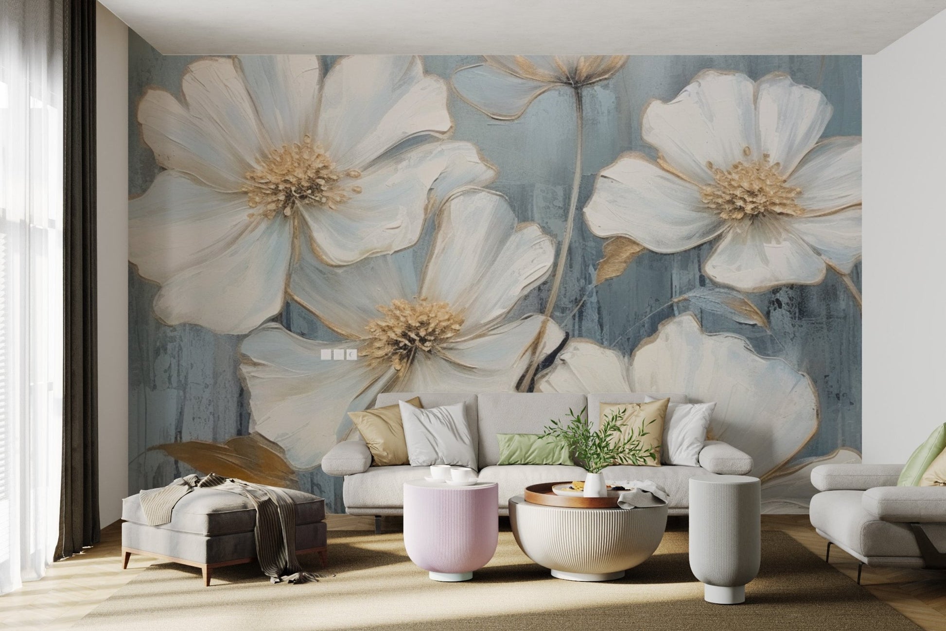 Elegant Blue Floral Wallpaper - Wallanza