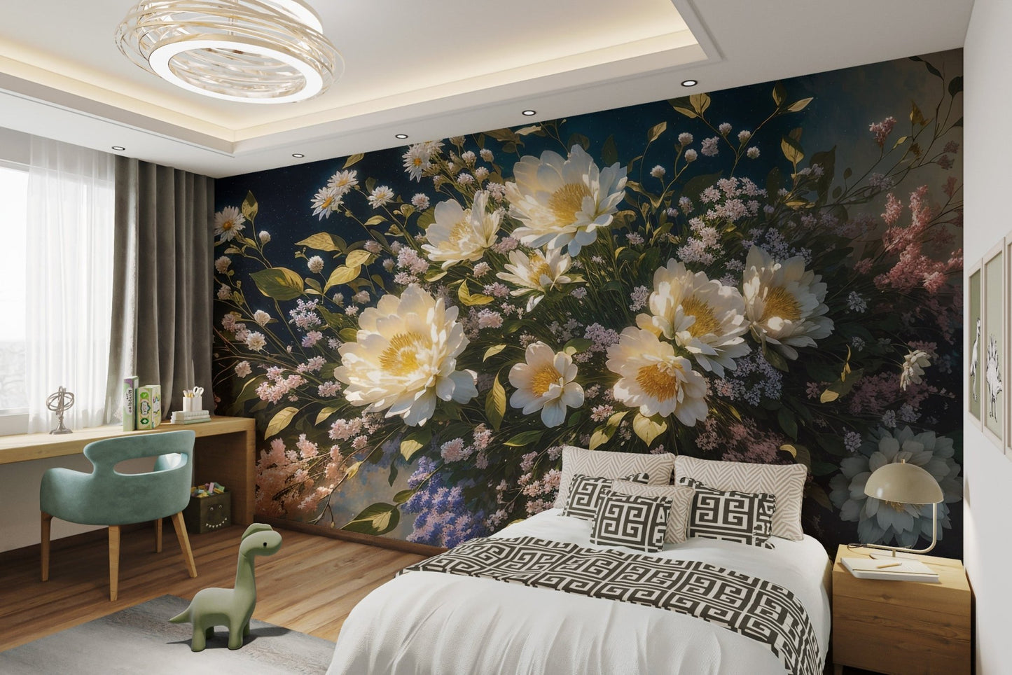 Elegant Floral Oil Painting Wallpaper - Wallanza