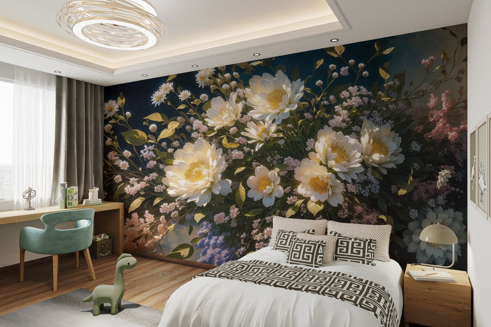 Elegant Floral Oil Painting Wallpaper - Wallanza
