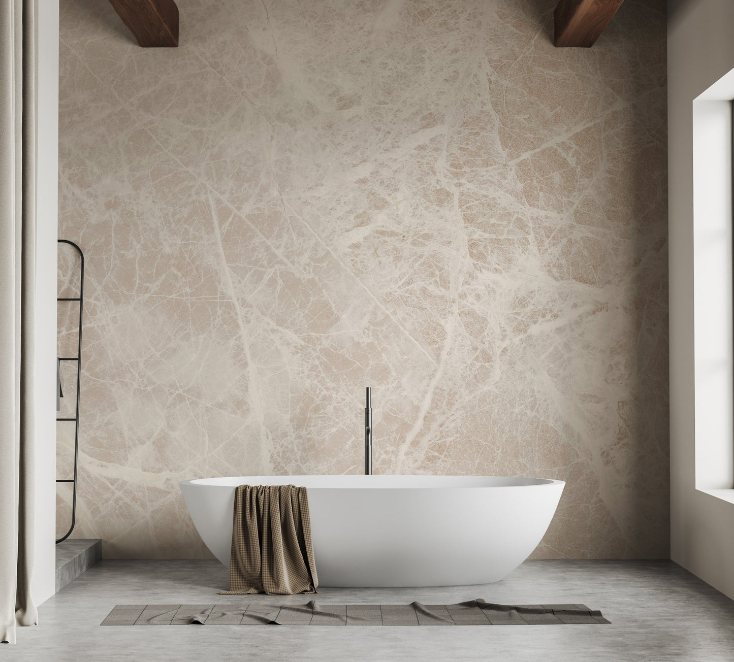 Modern marble texture wallpaper in warm ivory color.