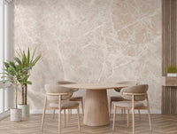 Cream marble wallpaper with soft white veining wall mural.