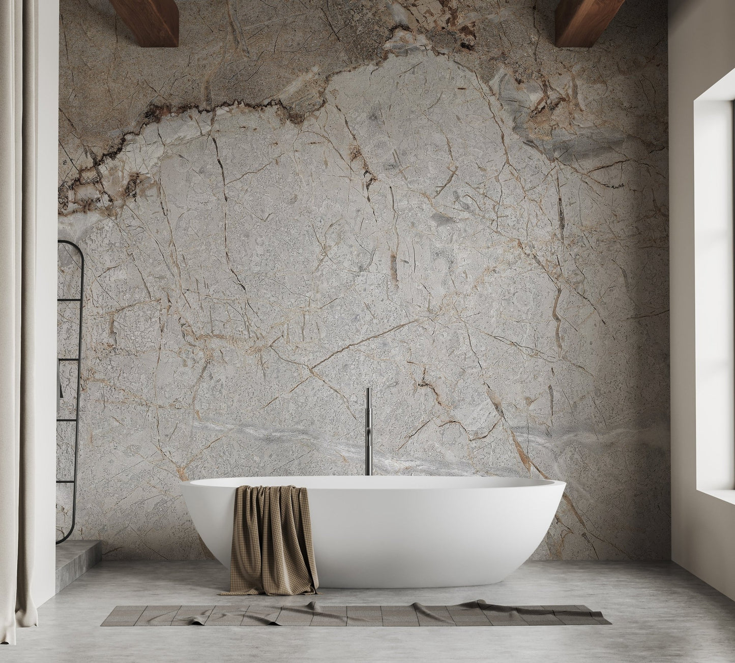 Minimal veined marble wall mural with soft contrast.
