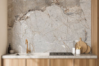 Elegant veined marble wallpaper mural in soft gray tones.