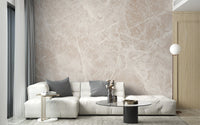 Ivory marble texture wallpaper with layered mineral pattern.