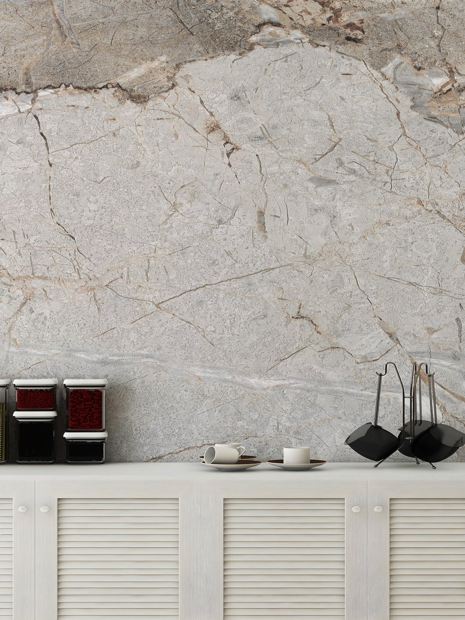 Classic gray marble wallpaper mural for clean interiors.