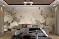 Elegant White Rose Floral Wallpaper - Wallanza