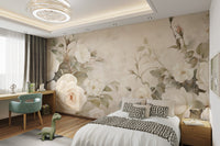 Elegant White Rose Floral Wallpaper - Wallanza