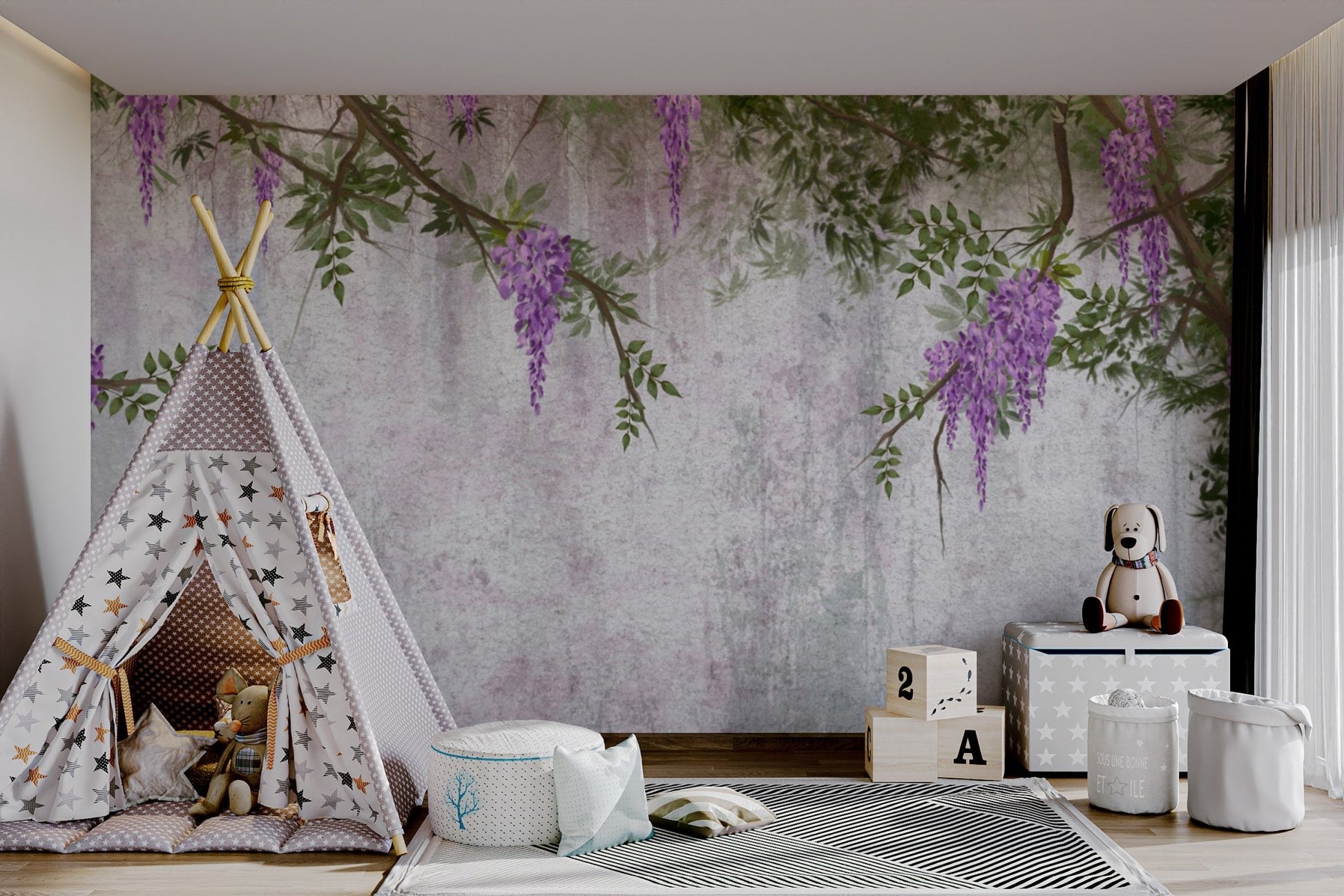 Elegant Wisteria Flower Wallpaper - Wallanza