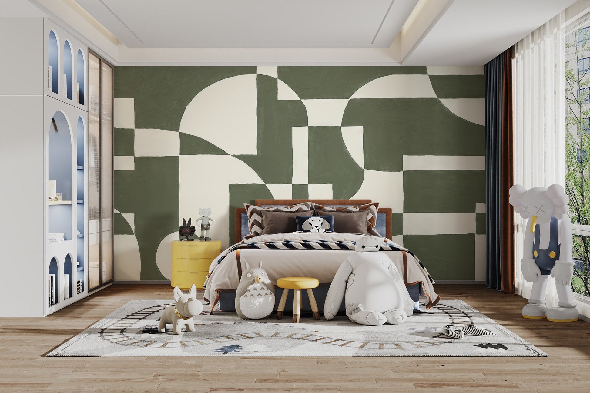 Emerald Geometric Wallpaper Mural - Wallanza