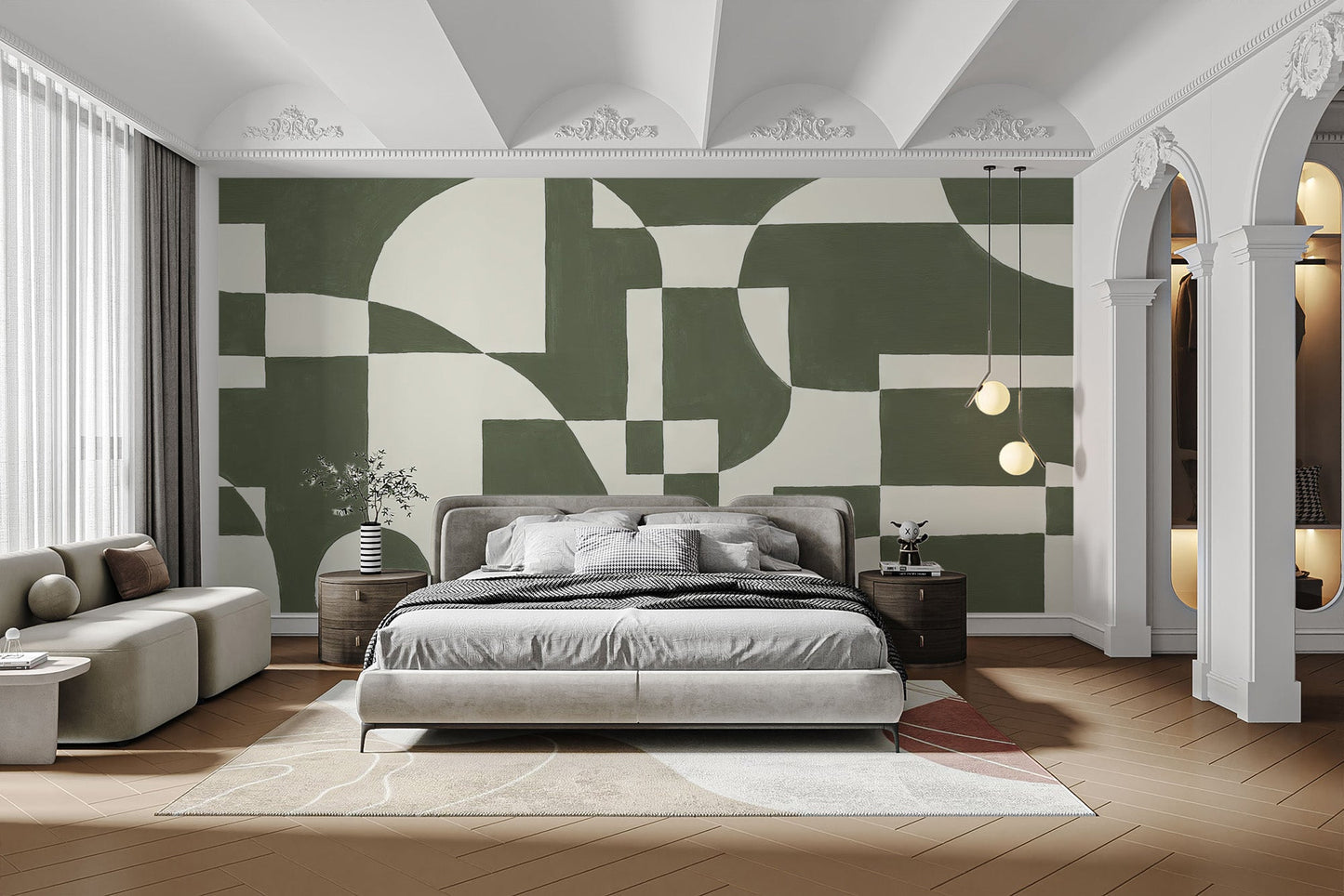 Emerald Geometric Wallpaper Mural - Wallanza