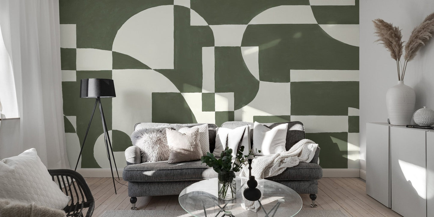 Emerald Geometric Wallpaper Mural - Wallanza